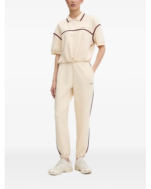 Guess Natural Piped Drawstring-Hem Polo Top