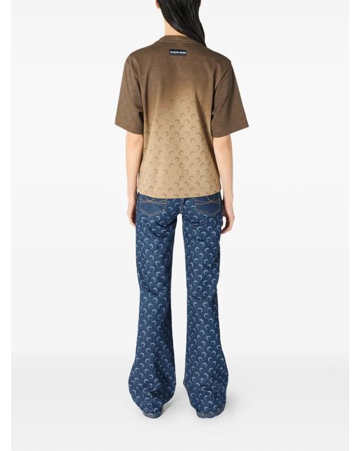 MARINE SERRE Blue Crescent Moon-Print Jeans