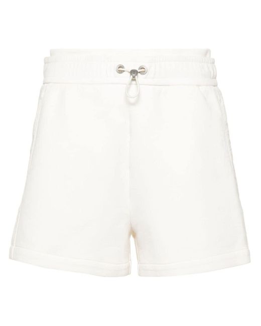 Moose Knuckles White Mixmedia Logo-plaque Shorts