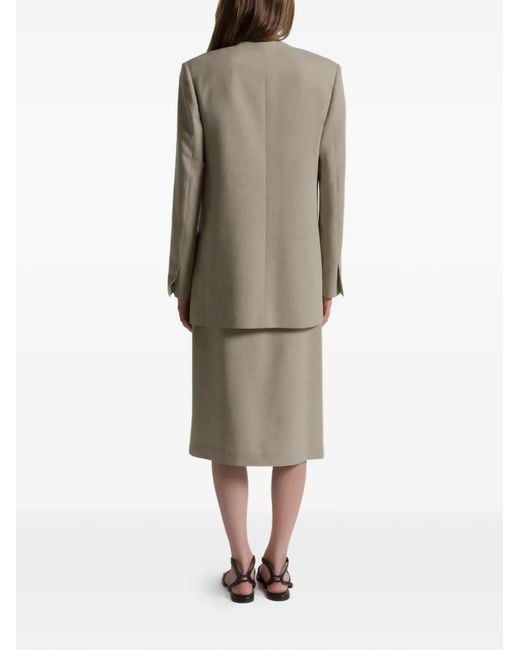 Alberta Ferretti Natural Double-Breasted Buttoned Jacket