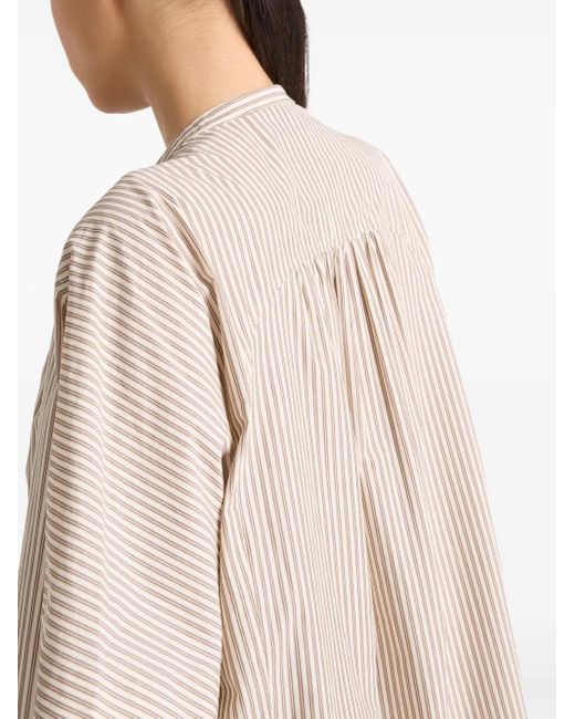 Yves Salomon Natural Striped Midi Dress