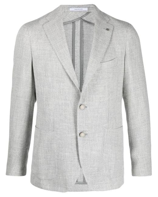 Tagliatore Gray Tailored Herringbone Jacket for men