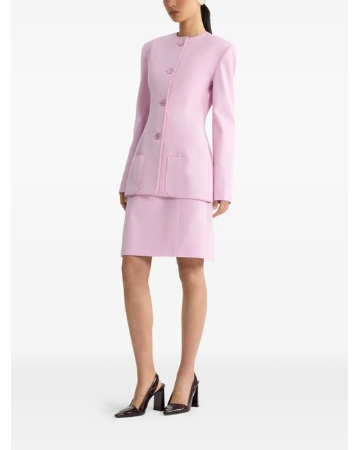 Patou Pink Button-Fastening Collarless Jacket