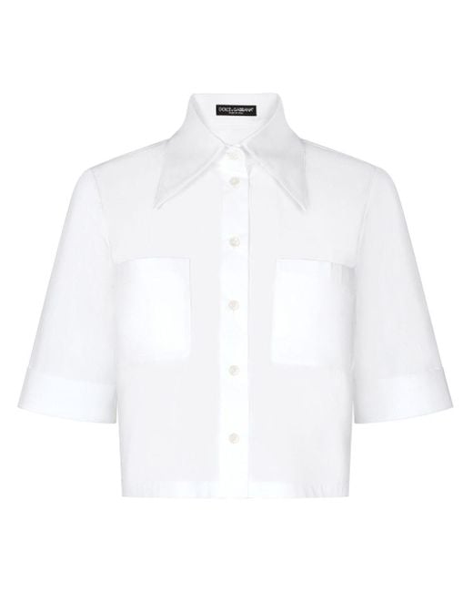 Dolce & Gabbana White Cropped-Hemd aus Baumwolle