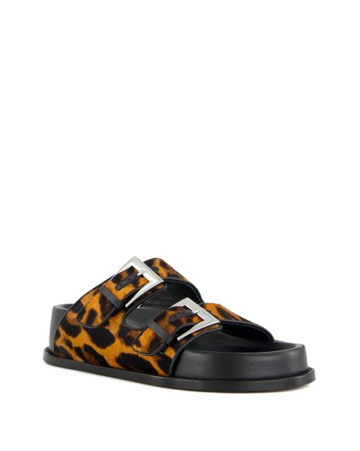 Paris Texas Brown Leopard-Print Flat Sandals