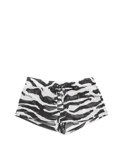 The Attico White Zebra-Pattern Drawstring Shorts