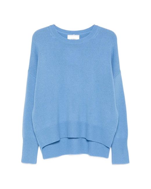 Lisa Yang Blue Mila Ribbed-Knit Crew-Neck Sweater