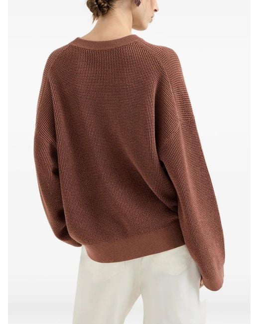 Brunello Cucinelli Brown Sparkling-Detail Long-Sleeve Sweater
