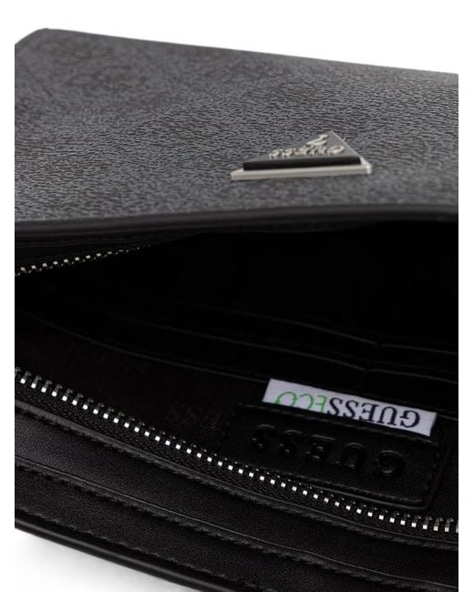 Guess Black Milano Monogram-Print Logo-Plaque Belt Bag for men