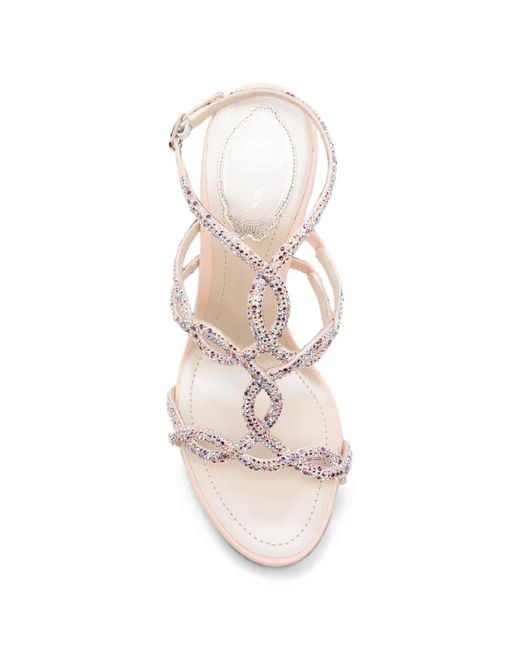 Rene Caovilla White 105Mm Braid Crystal-Embellished Sandals