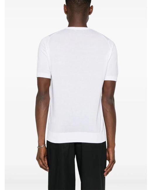 John Smedley White Kempton Knitted Cotton T-Shirt for men