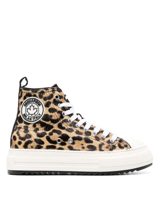 DSquared Leopard print High top Sneakers in Natural Lyst UK