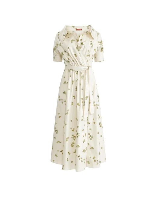 Altuzarra White Lydia Floral-Pattern Belted Dress