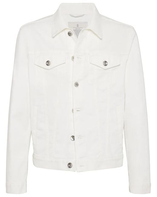 Brunello Cucinelli White Denim Jacket for men
