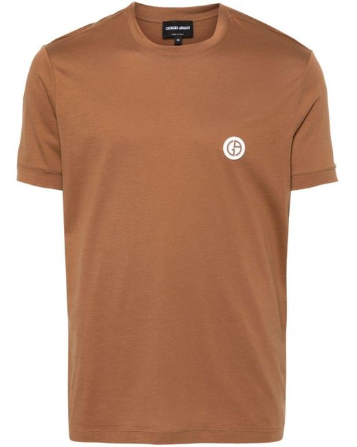 T-shirt con logo di Giorgio Armani in Brown da Uomo