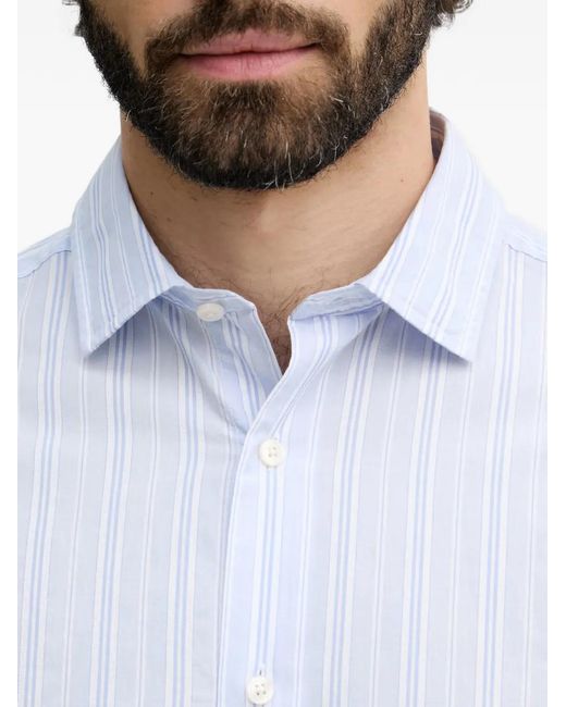 Gant White Vertical-Stripe Short-Sleeve Shirt for men