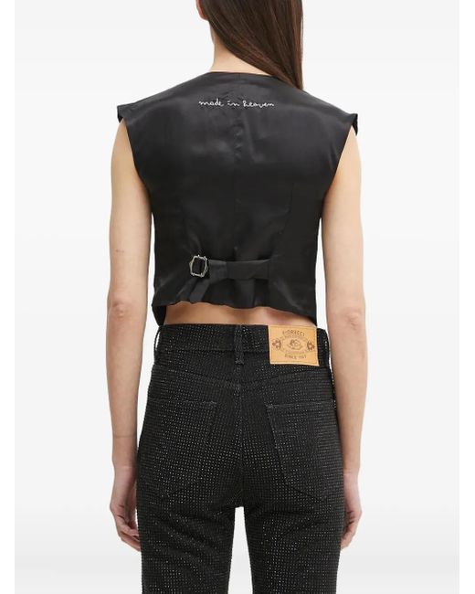Fiorucci Black Button-Fastening Sleeveless Top