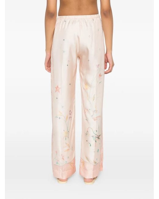 Forte_forte Pink Floral Print Trousers