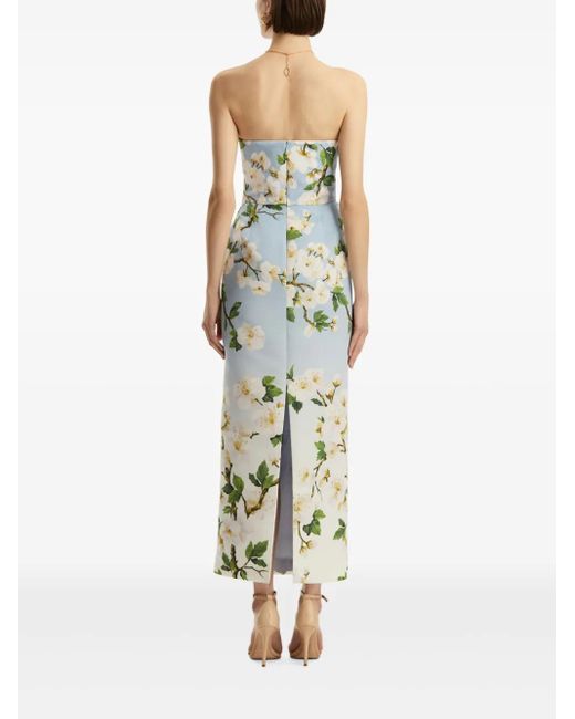 Robe-Bustier À Fleurs Oscar de la Renta en coloris Metallic