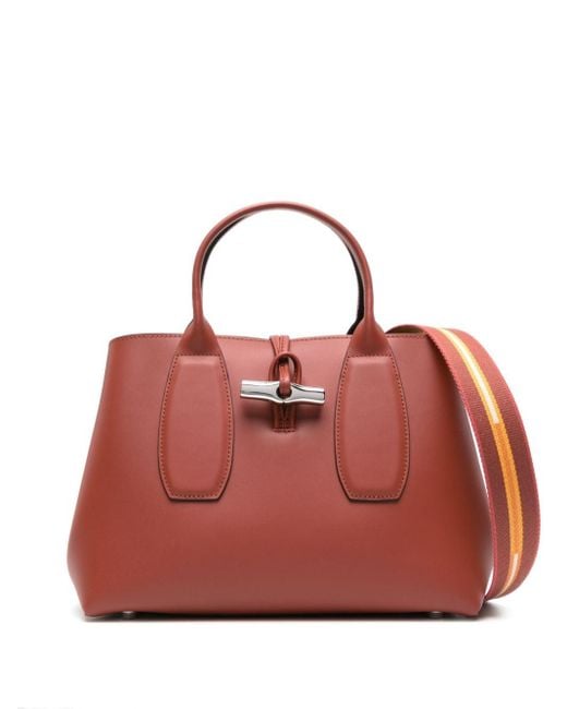 Longchamp Red Medium Roseau Leather Tote Bag