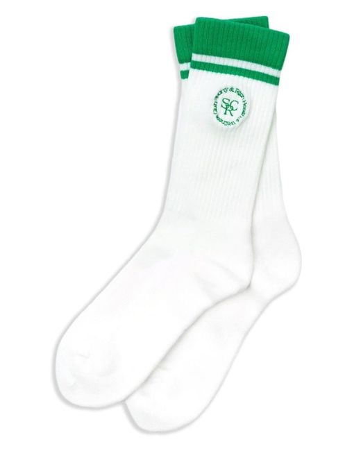 Sporty & Rich Green Embroidered Logo Socks