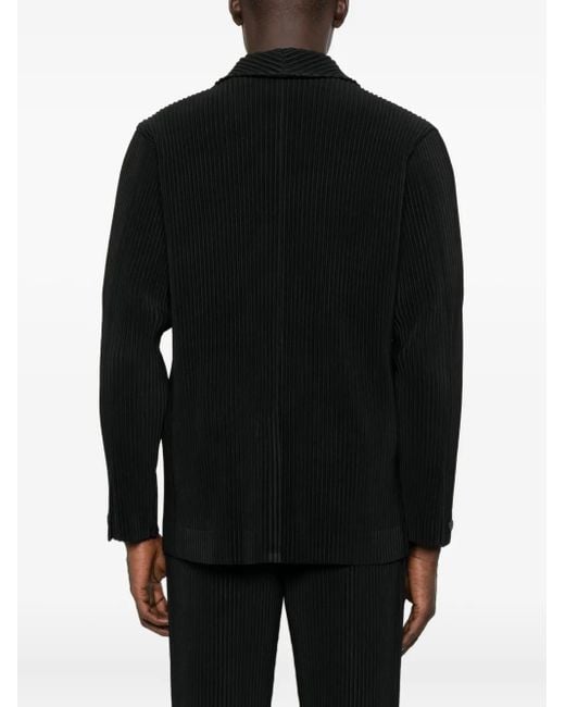 Homme Plissé Issey Miyake Black Pleated Button Blazer for men