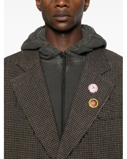 Martine Rose Black Check-Pattern Coat for men