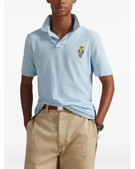 Polo Ralph Lauren Blue Polo Bear-Embroidered Polo Shirt for men