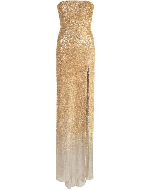 Oscar de la Renta Metallic Ombré Strapless Gown