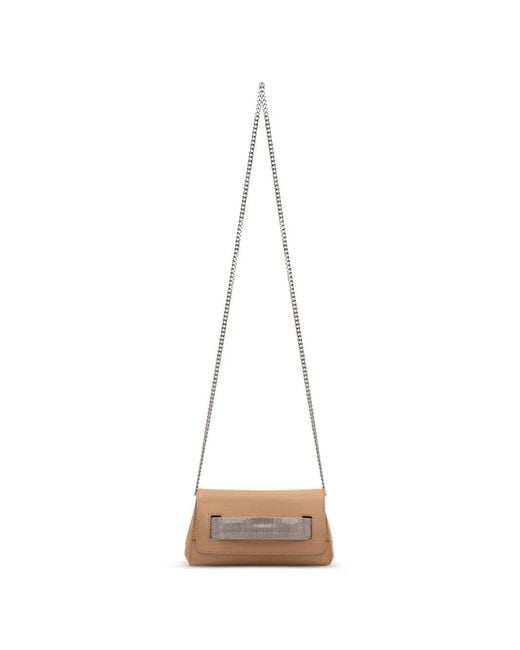 Orciani Brown Chain Gossip Xs-Alba Clutch Bag
