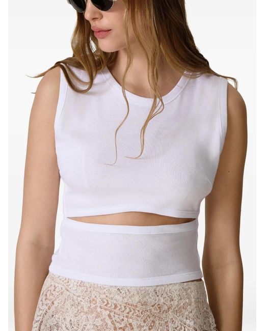 Pink White Cut-Out Sleeveless Top