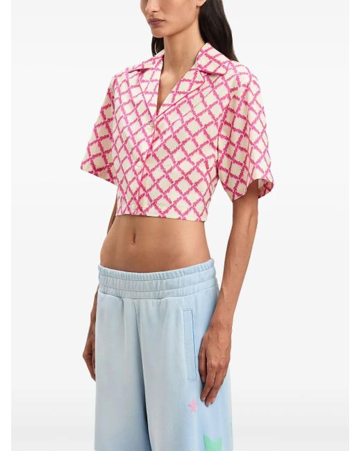 Palm Angels Pink Logo Crisscrossed Shirt