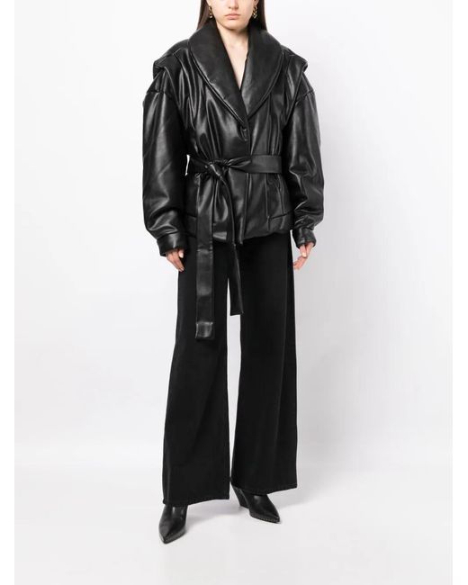 Anouki Black Faux-Leather Padded Jacket