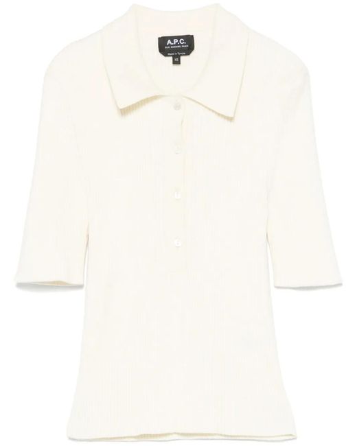 A.P.C. White Cotton Polo Shirt