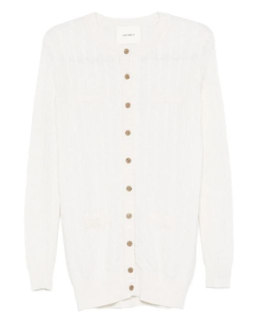 Lisa Yang Kabelgebreid Vest Met Knoop in het White