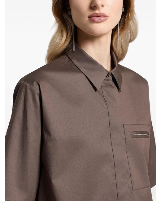 Peserico Brown Chest-Pocket Shirt