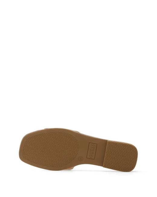 Guess Natural Ramlan Logo-Plaque Leather Sandals