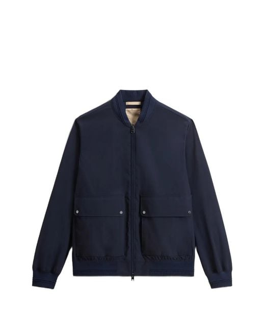Woolrich Blue Wesley Bomber Jacket for men