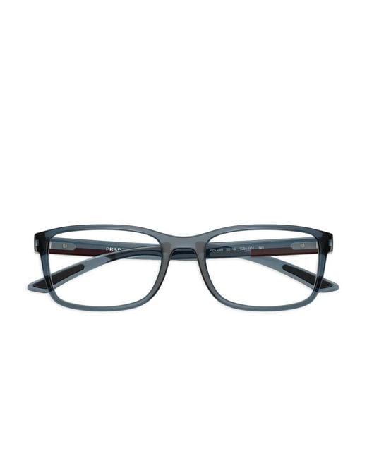 Prada Linea Rossa Blue Rectangle-Frame Glasses for men