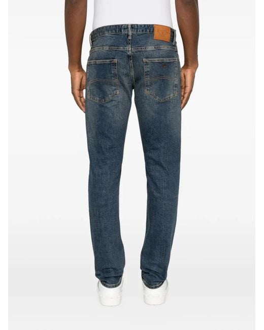 Emporio Armani Blue Faded-Wahs Jeans for men