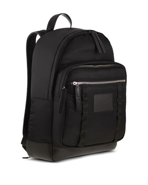 Hogan Black Logo-Patch Backpack for men