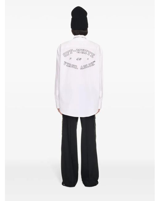 Off-White c/o Virgil Abloh White College Cotton-Poplin Oversize Shirt for men
