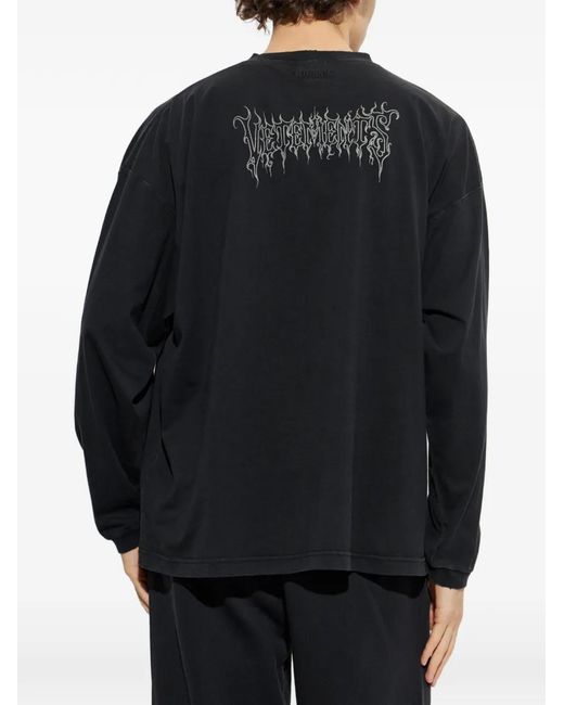 Vetements Black Graphic-Print Long-Sleeve T-Shirt for men