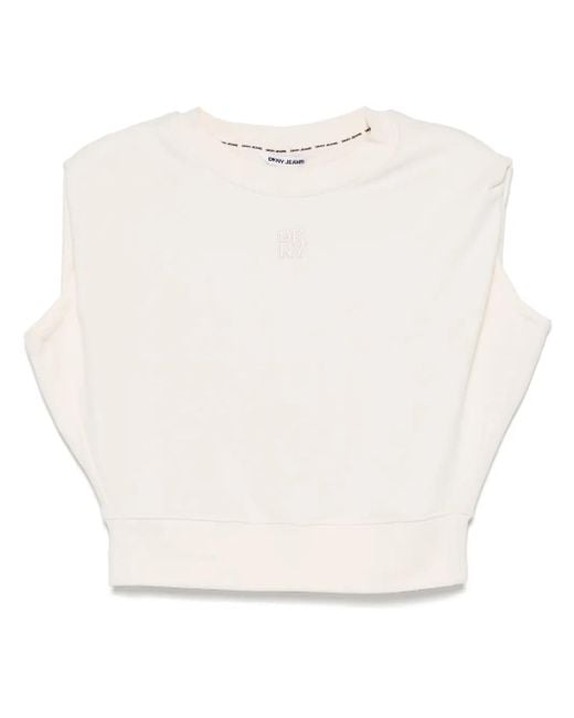 DKNY White Sleeveless Sweatshirt