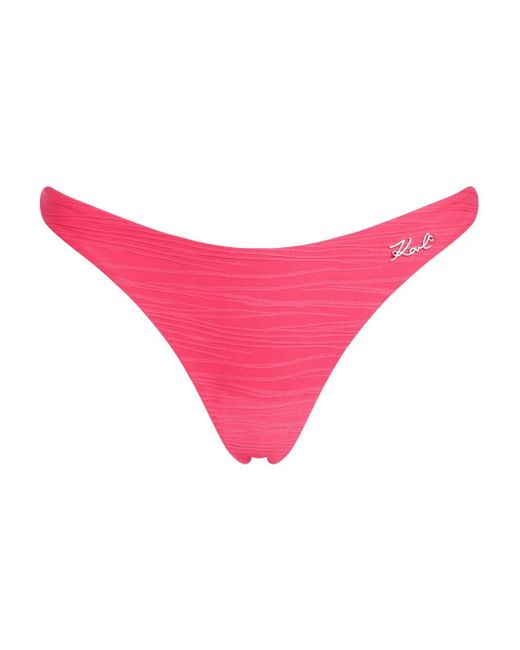 Karl Lagerfeld Pink Logo-Plaque Bikini Bottoms