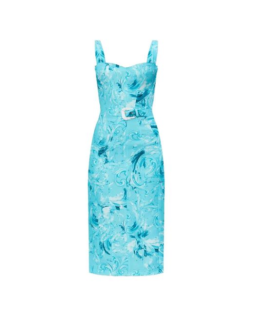 Versace Jeans Couture Blue Floral Belted Dress
