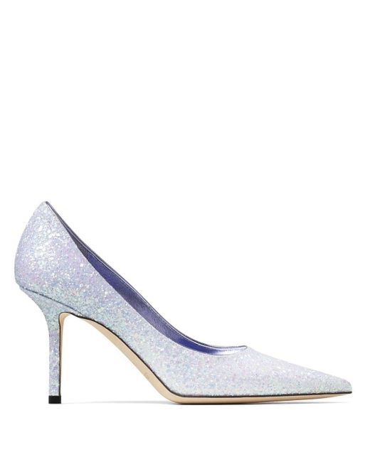 Jimmy Choo Love Pumps Met Glitter in het White