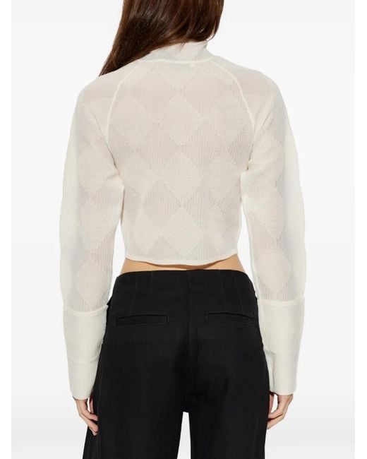IRO White Rollkragenpullover Mit Argyle-Muster
