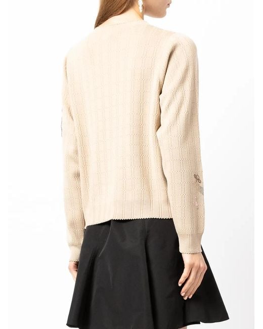 Shiatzy Chen Natural Embroidered Crew-Neck Jumper
