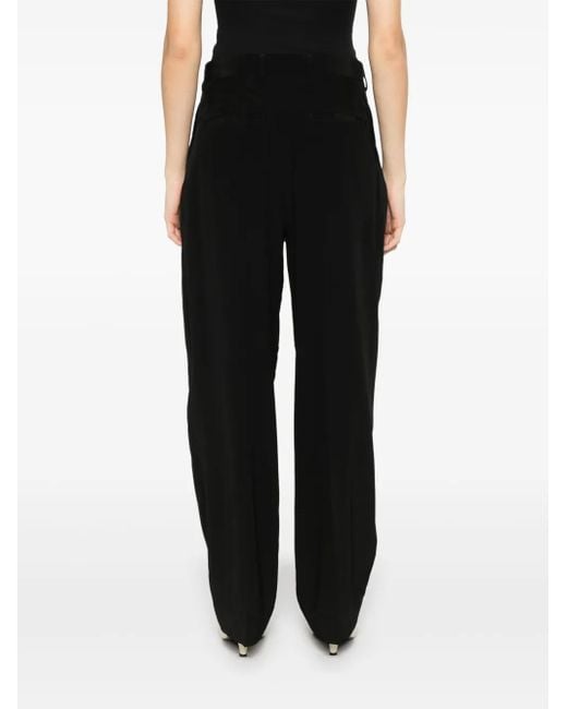 Totême Black Pleat Detail Straight Leg Trousers